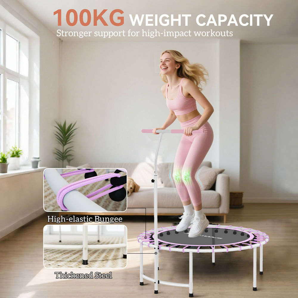 SPORTNOW 3.3ft Purple Fitness Trampoline with Adjustable Handle Image 7