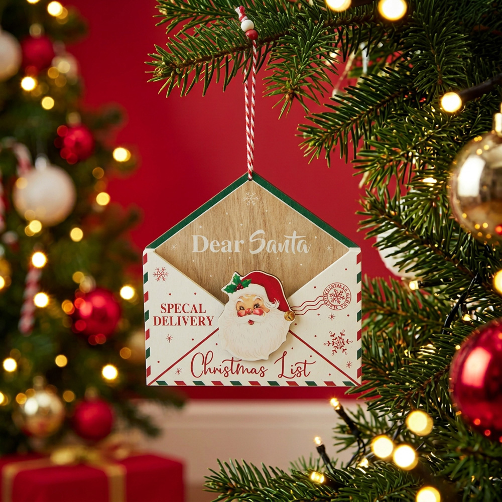 Wooden Christmas Envelope Decoration Image 2