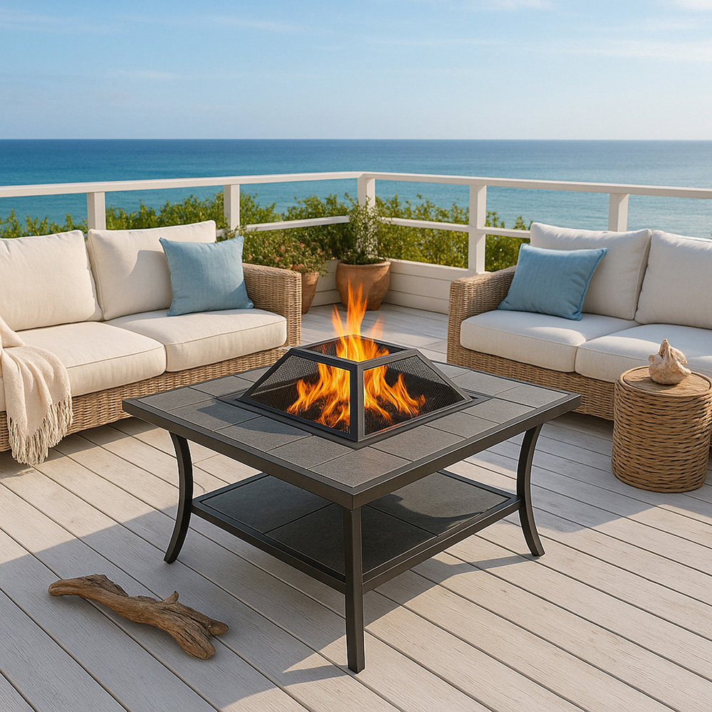 Centurion Supports Shango Black and Ceramic Fire Pit Table Image 5
