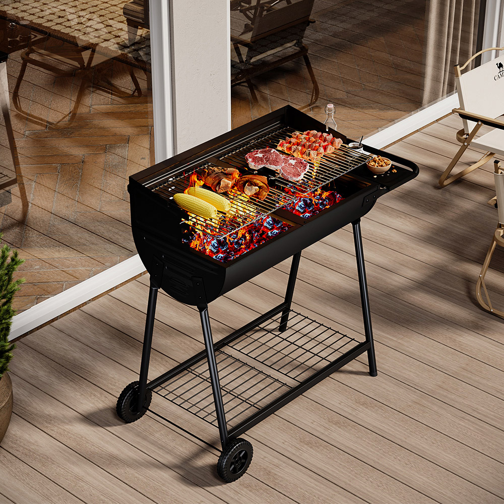Living and Home Outdoor Garden Charcoal BBQ Grill with Adjustable Tray Image 7