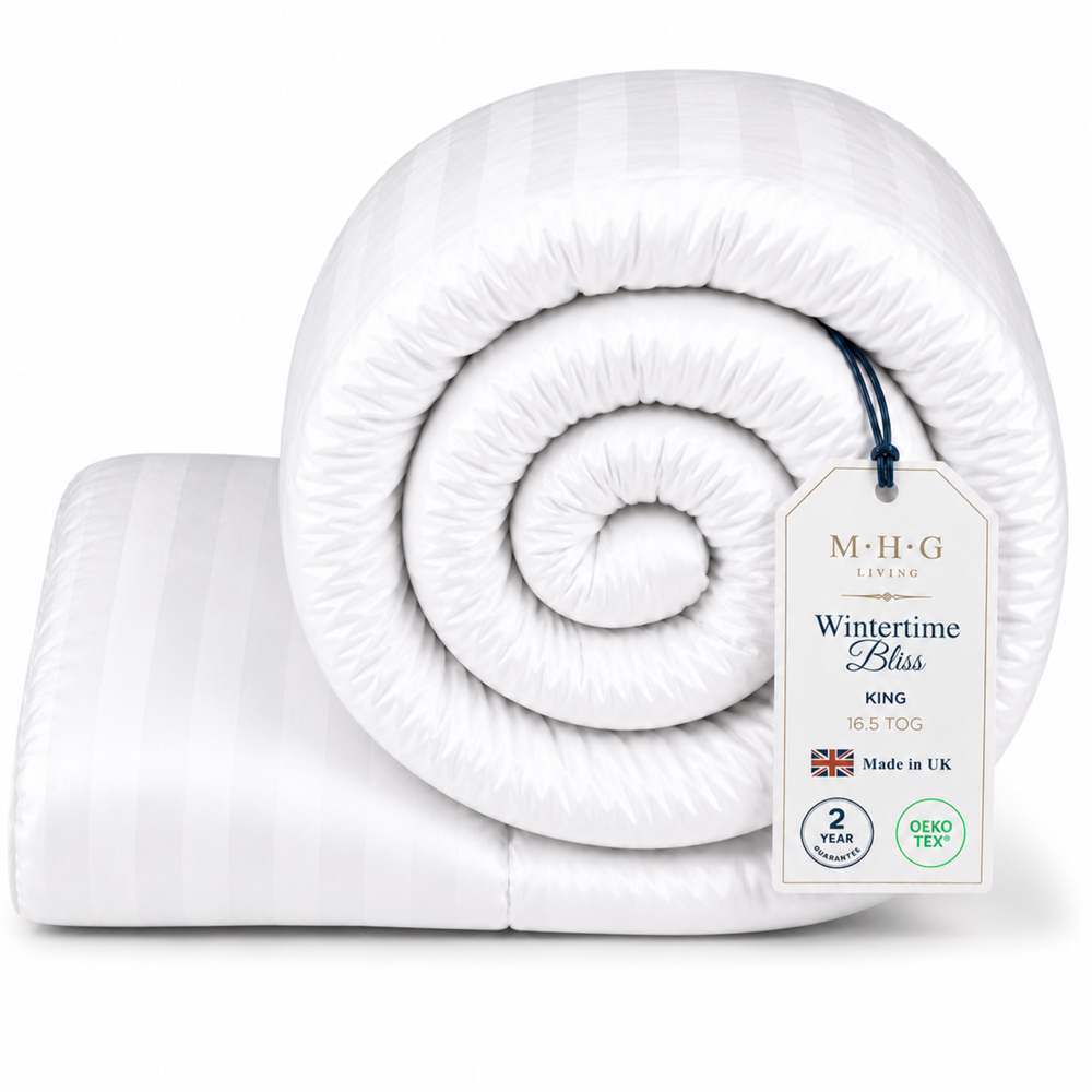 MHG Living King Size White Striped Extra Warm Winter Hollowfibre Duvet 16.5 Tog Image 3