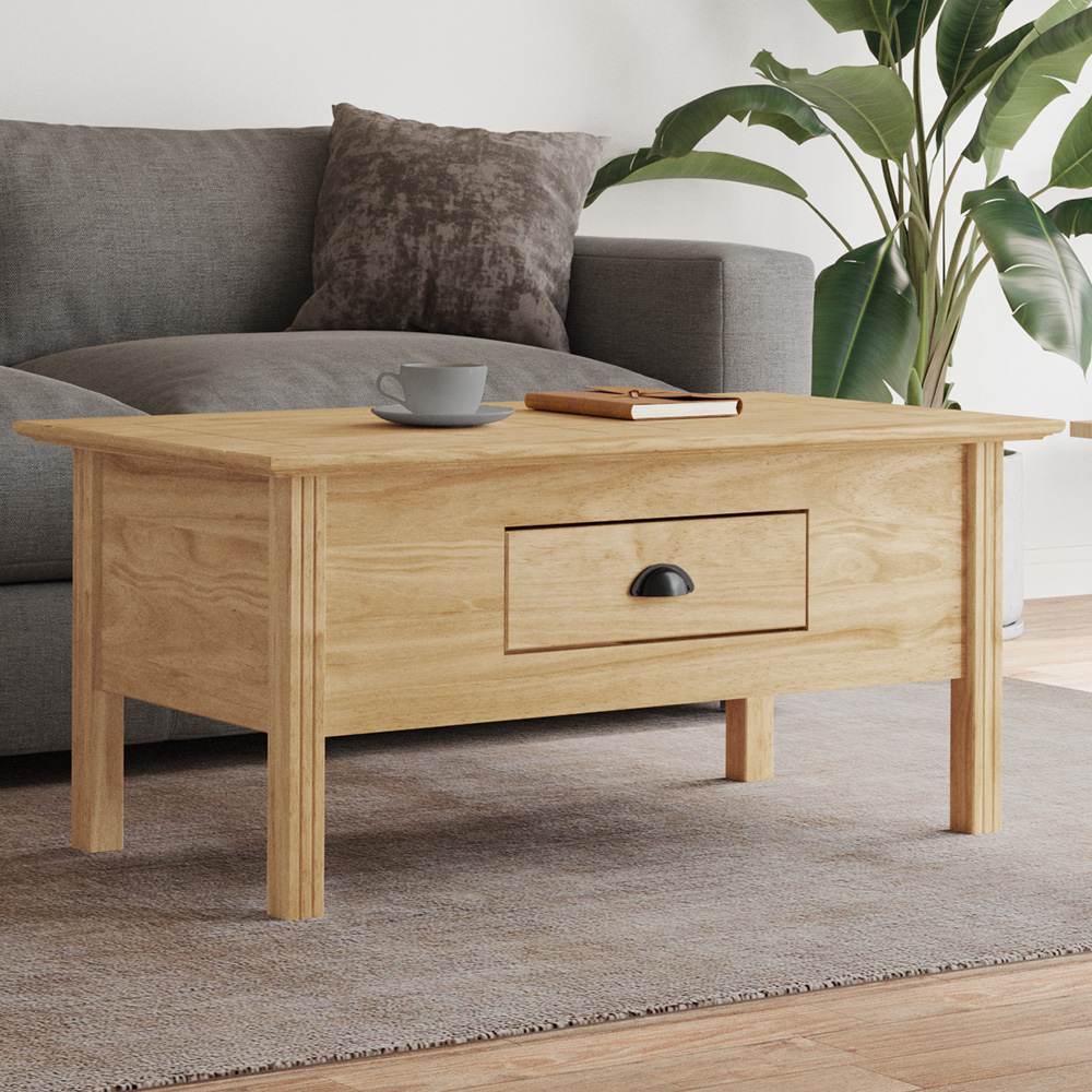vidaXL Bodo Single Drawer Honey Brown Coffee Table Image 1