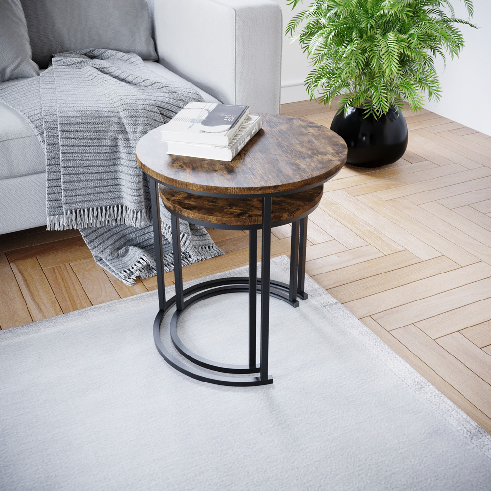 Vida Designs Brooklyn Dark Wood Nest of Tables Set of 2 Image 6