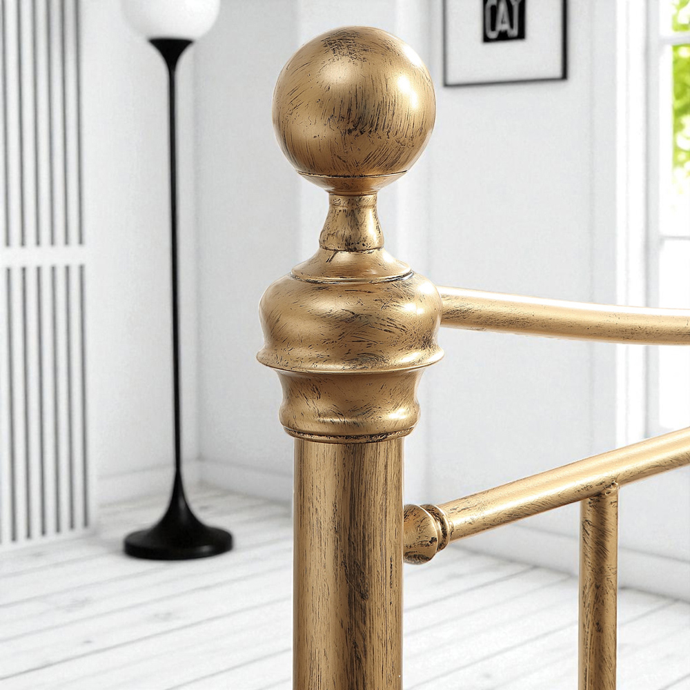 OAT Home Hampstead Small Double Antique Brass Effect Metal Bed Image 5
