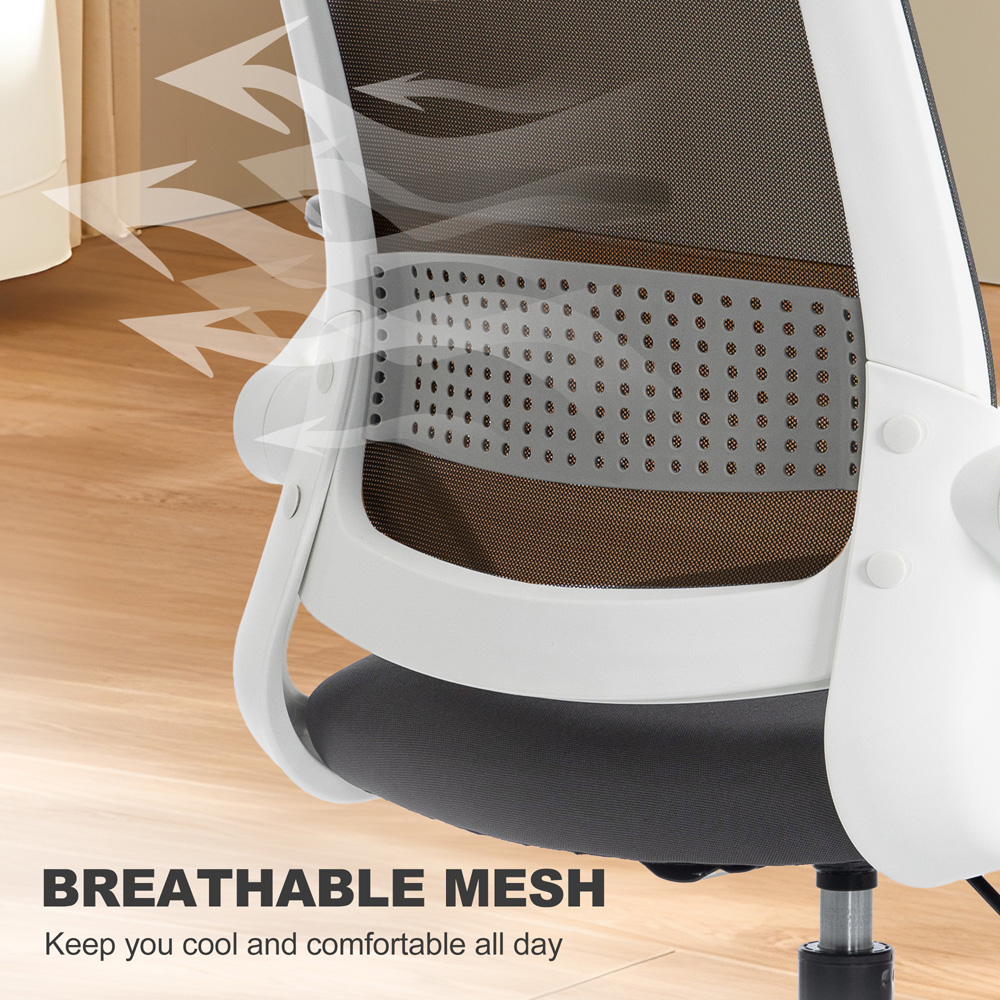 Portland Grey Mesh Swivel Office Chair with Flip-up Armrests Image 6