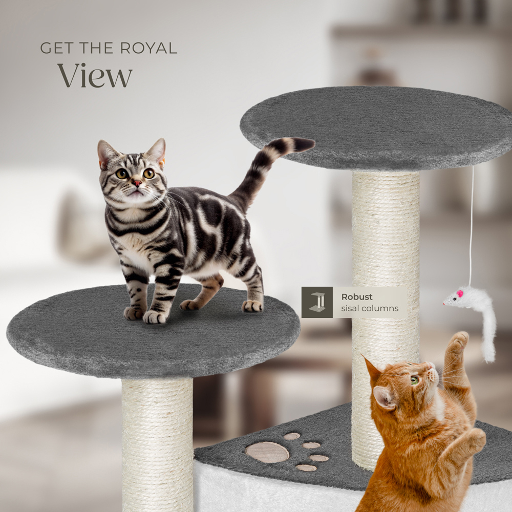 tectake Tommy Grey and White Cat Tree 71cm Image 3