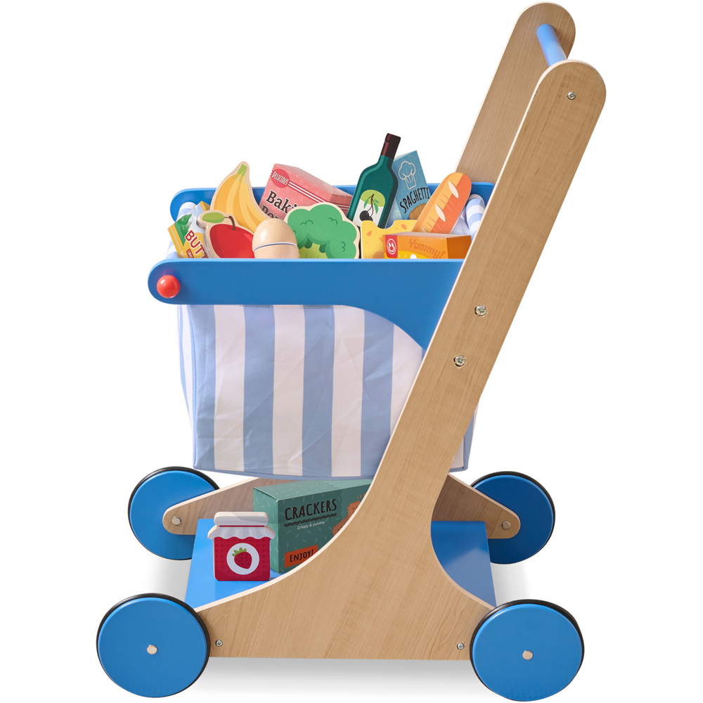 Teamson Kids Little Helper Mr Fresh Blue Shopping Cart with Groceries Image 3