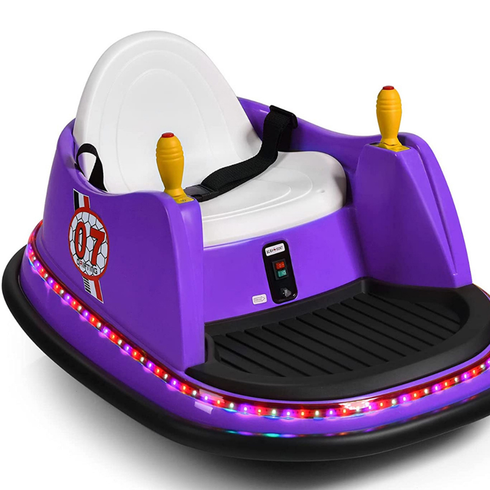 Costway Kids Purple Ride On Bumper Car with Colourful Flashing Lights and Music 6V Image 3