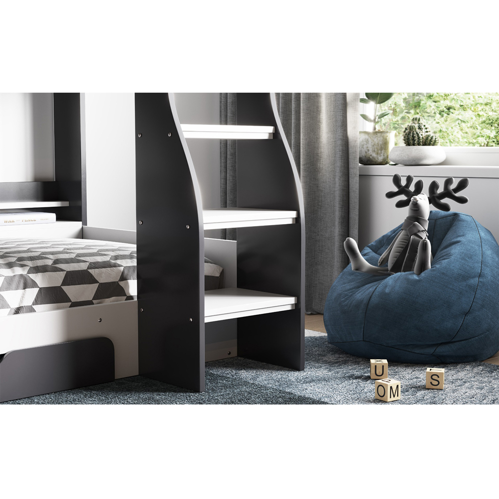Flair Flick Grey Single Drawer Bunk Bed with Shelves Image 4