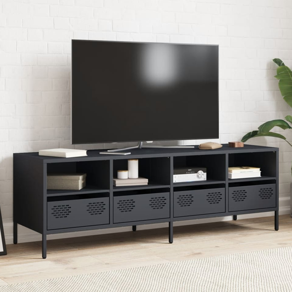 vidaXL 4 Drawer 4 Shelf Anthracite Steel TV Cabinet Image 1