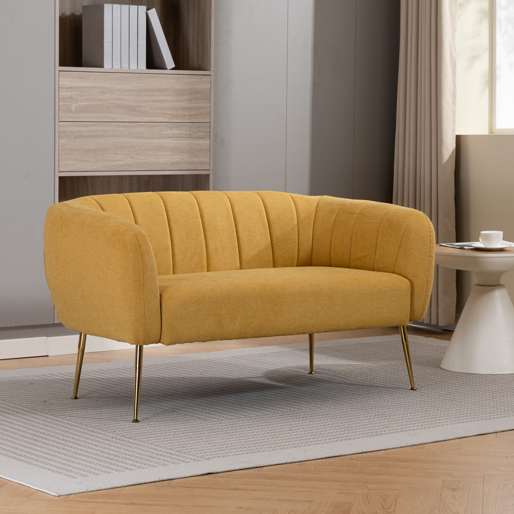 Artemis Home Stanton 2 Seater Yellow Fabric Shell Accent Sofa Image 4