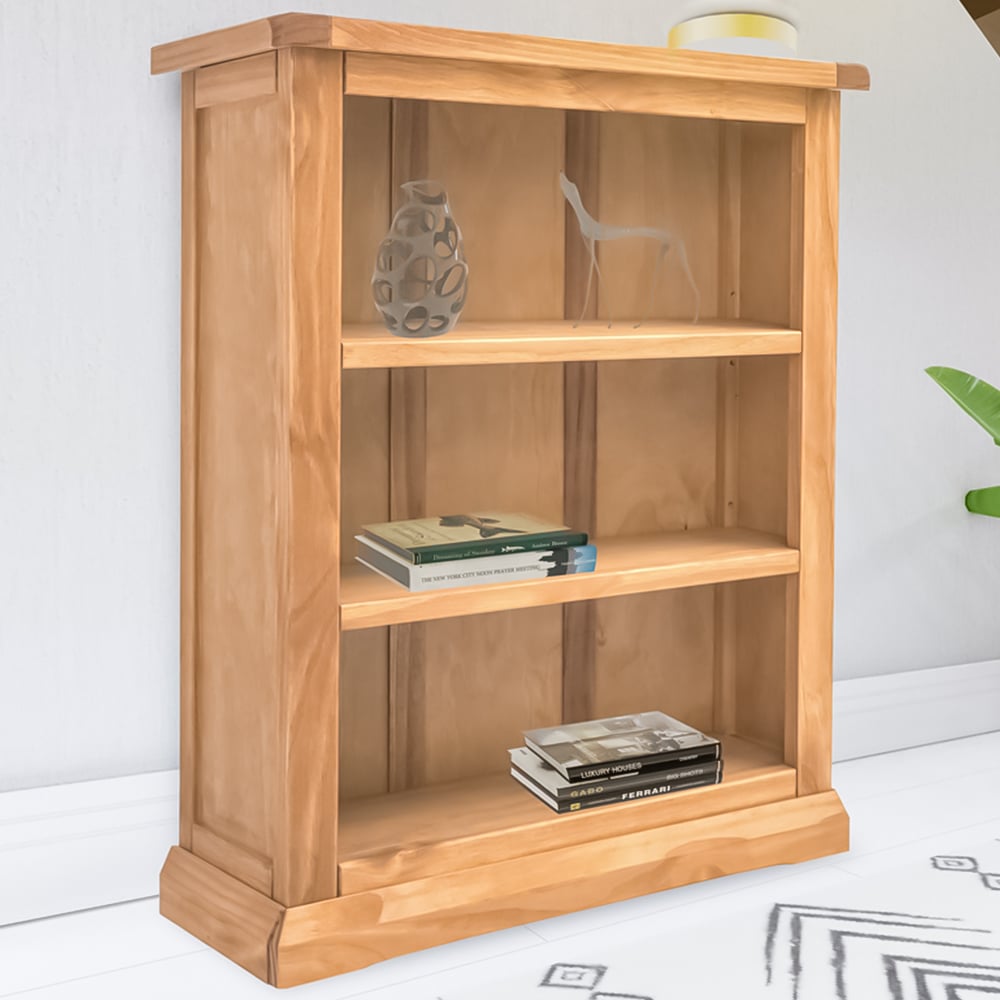 Lucca 3 Shelf Antique Waxed Bookcase Image 1