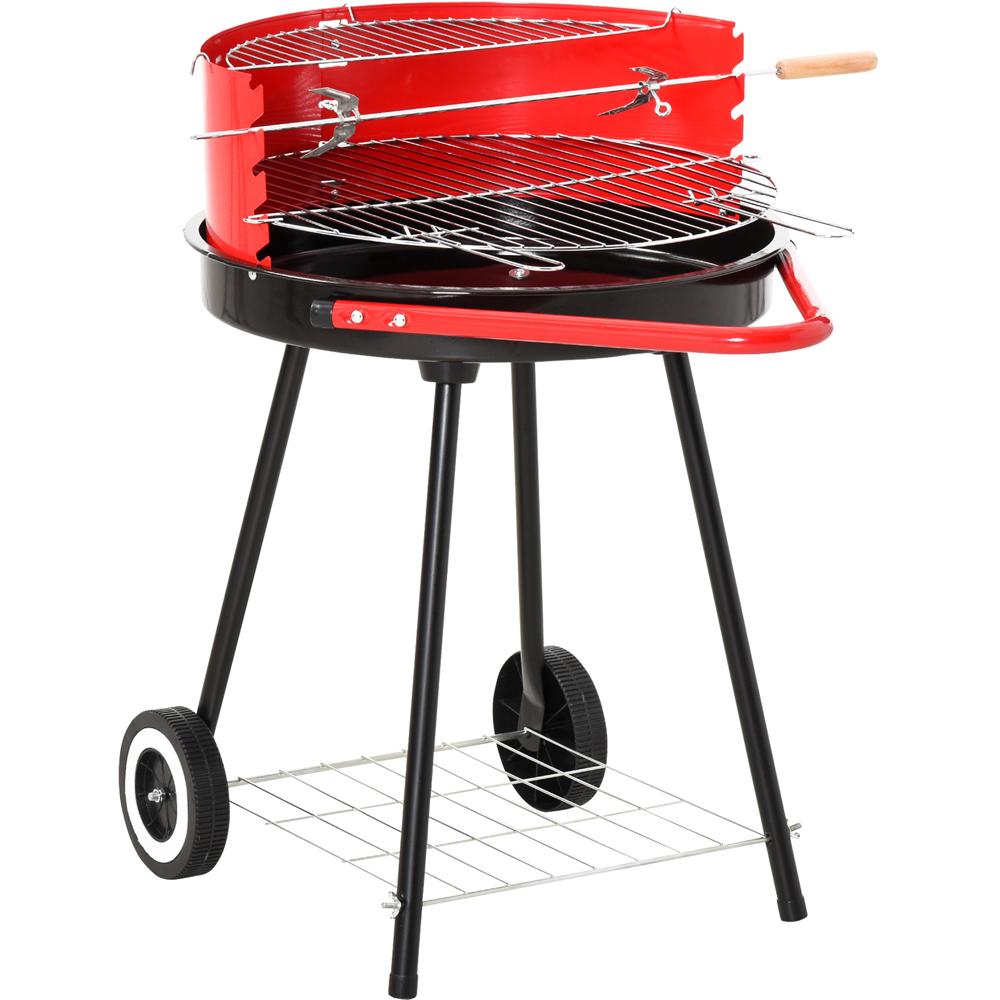 Outsunny 3 Layer Red Charcoal Barbecue Grill Image 1