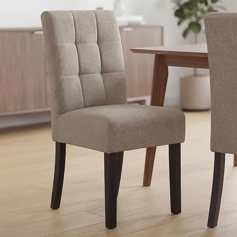 Portland Harlow Mocha Weave Black Legs Waffle Back Dining Chair Image 1