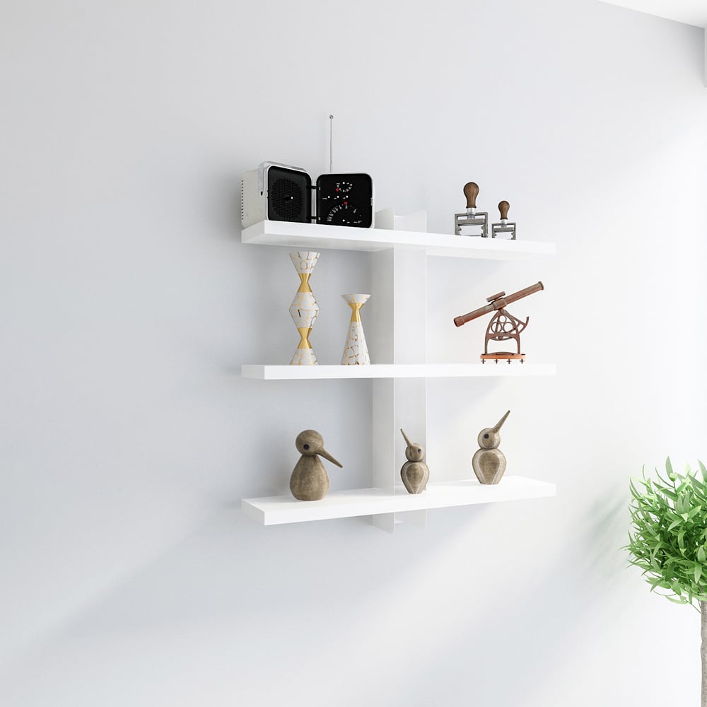 Decorotika Mita 3 Tier White Wall Mounted Shelf Image 3