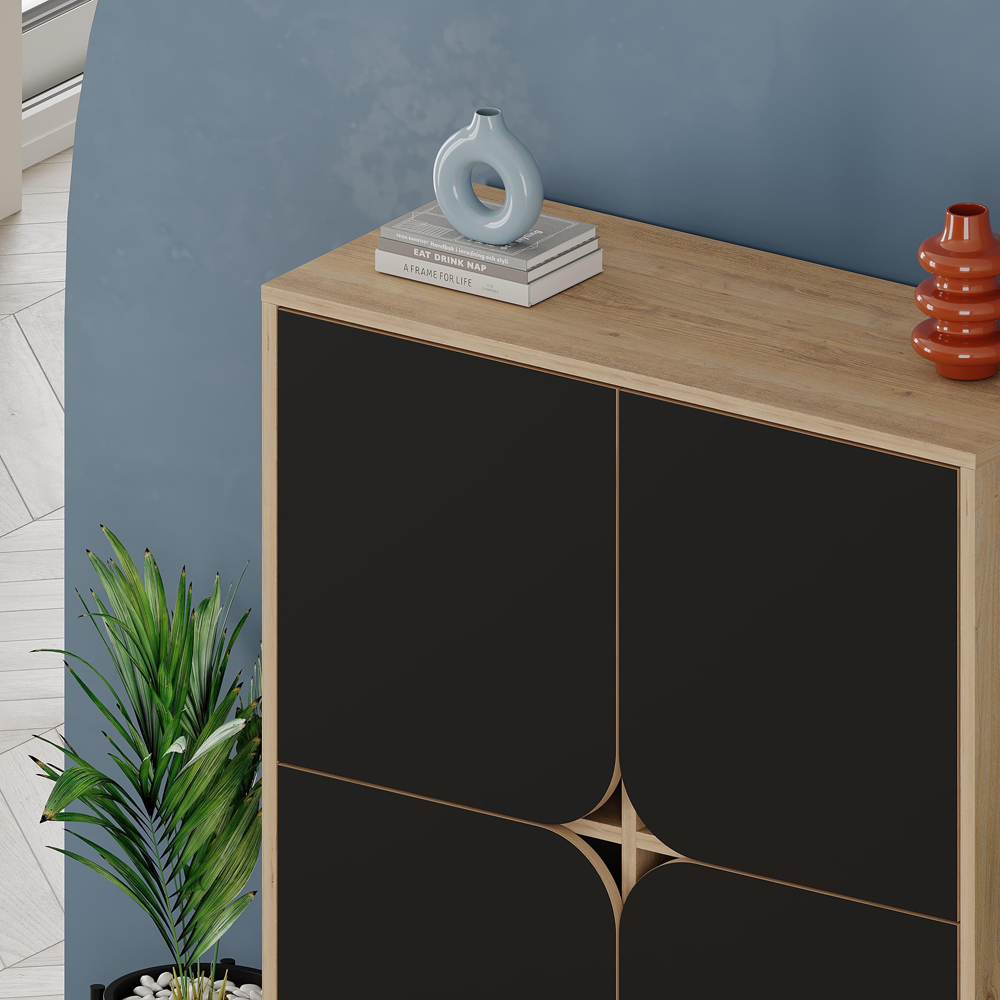 Decortie Spark 4 Door Sapphire Oak and Silky Black Cabinet Image 3