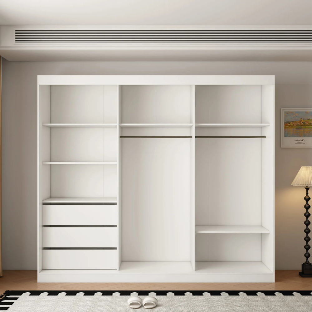 ARTESA Pacific 3 Door Gloss White Mirrored Sliding Wardrobe Image 4