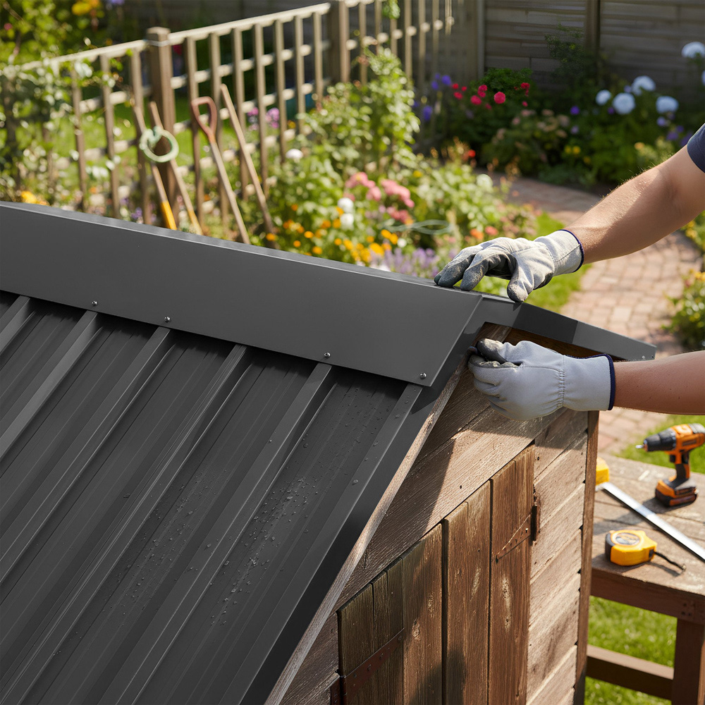 Harbour Housewares Anthracite Galvanised Steel Roofing Ridge Cap 30 x 60cm 5 Pack Image 5