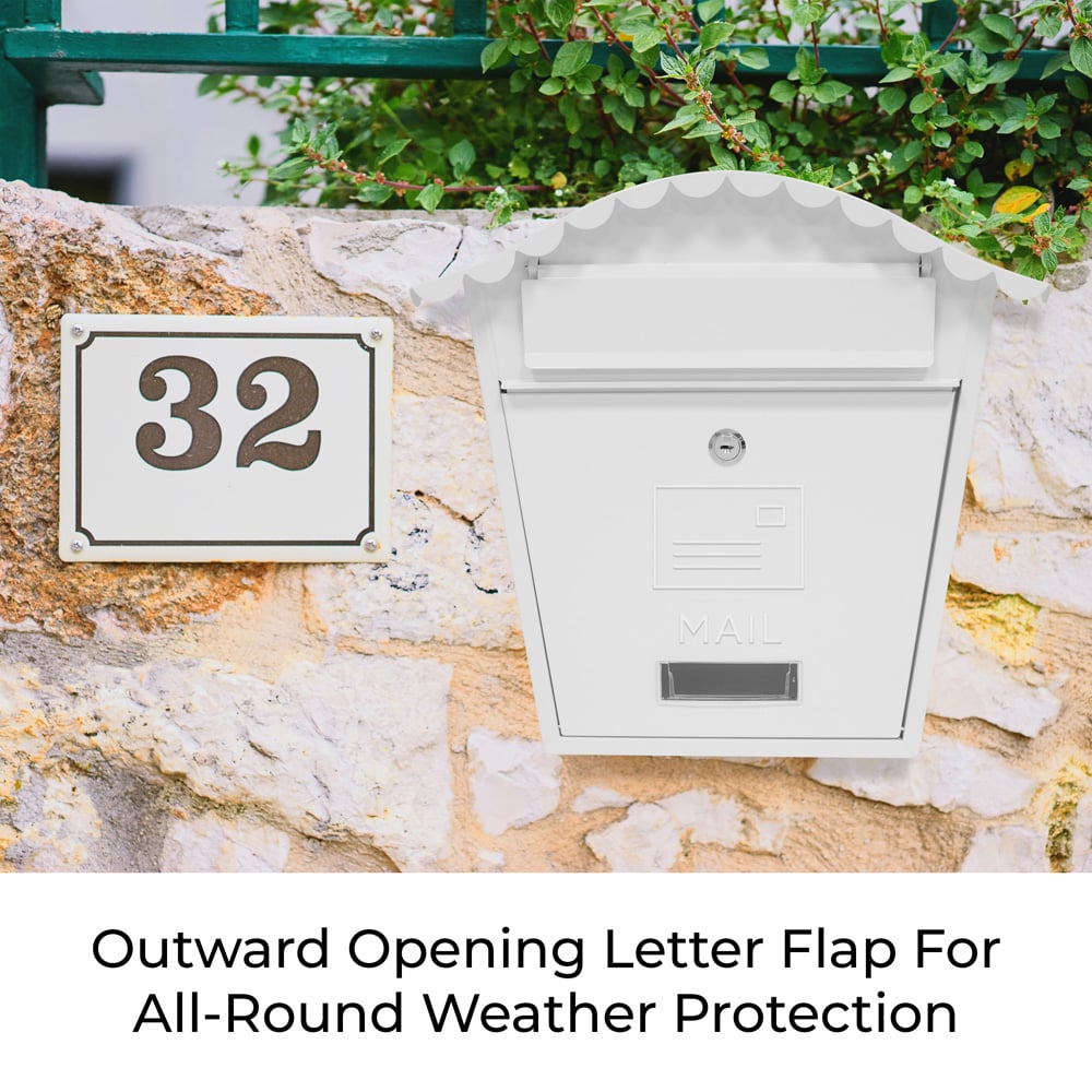 GardenKraft Classic White Galvanised Steel Wall Post Box Image 7