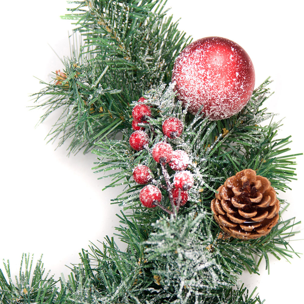 Best Artificial Red Frosted Christmas Garland 180cm Image 6