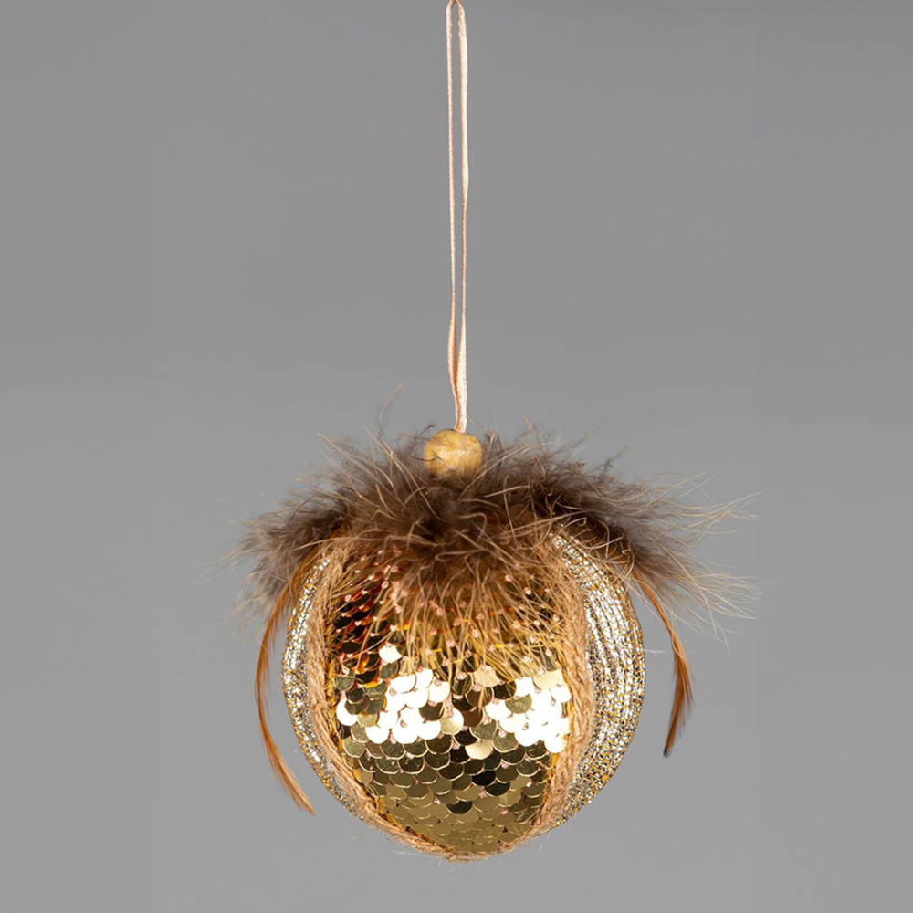 Shatchi Gold Sequin Bauble 3 Pack Image 3