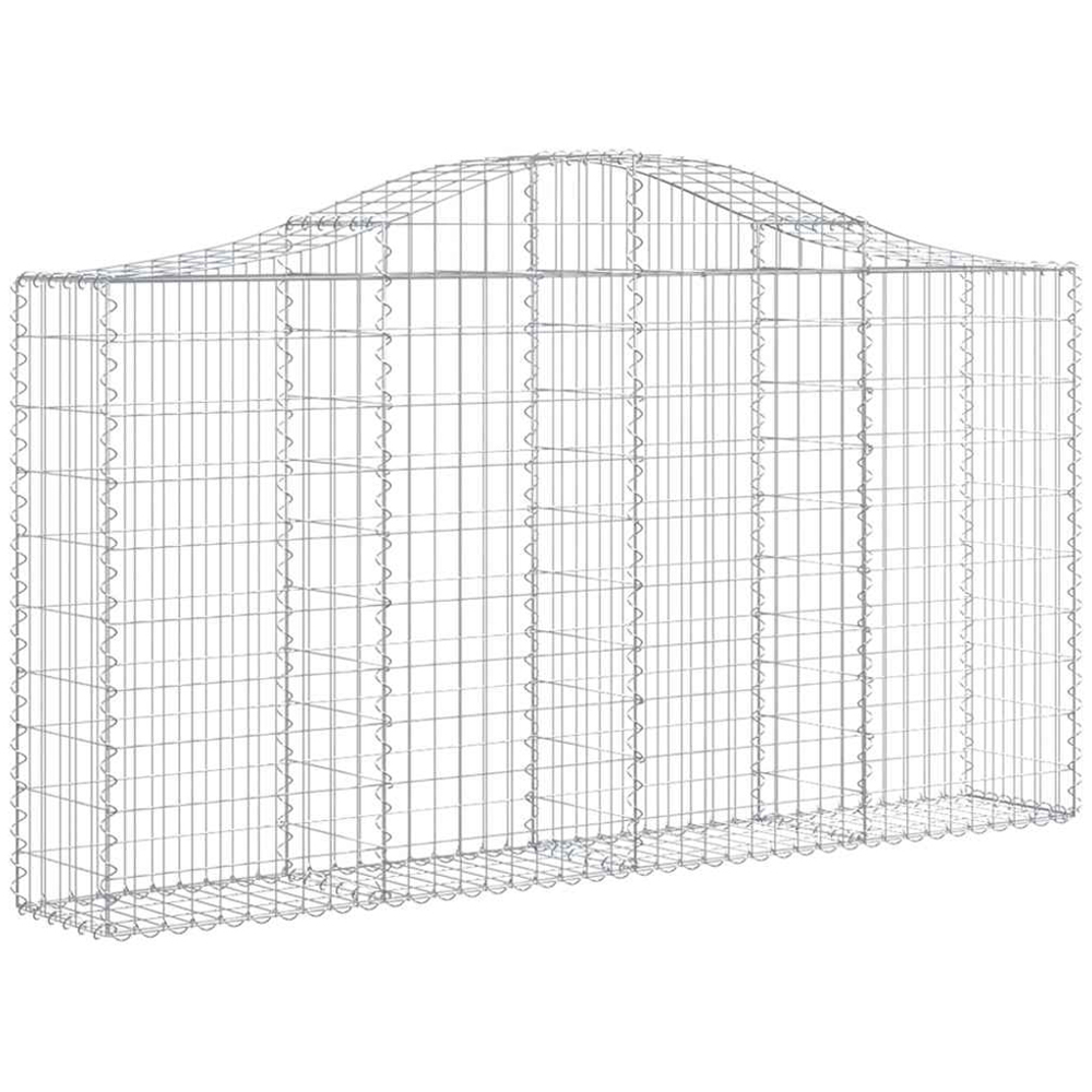 vidaXL Silver Galvanised Iron Arched Gabion Basket 200 x 30 x 100/120cm 13 Pack Image 1