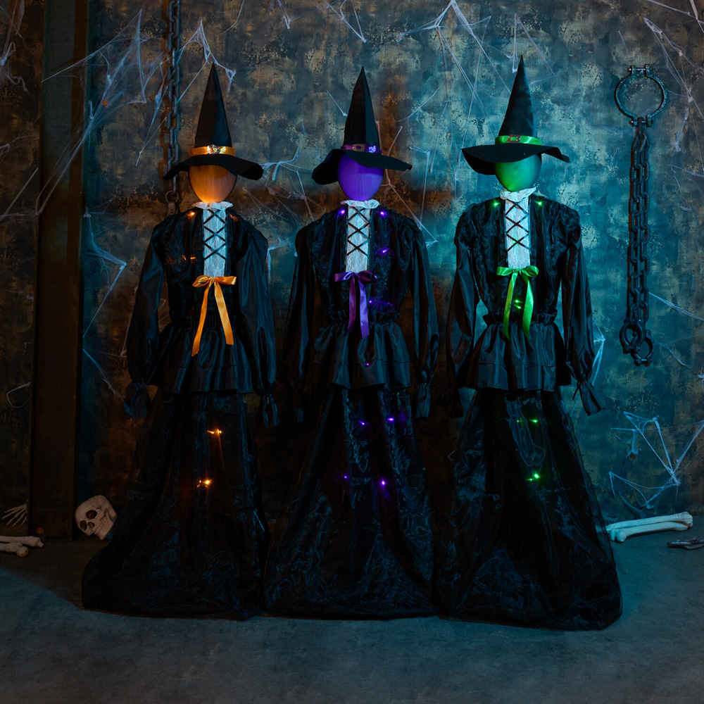 Spooky Three Standing Witches Decoration Black Image 2