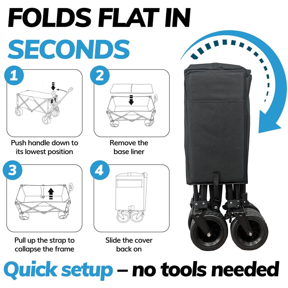 House of Home Black Folding Festival Trolley 220L Image 6