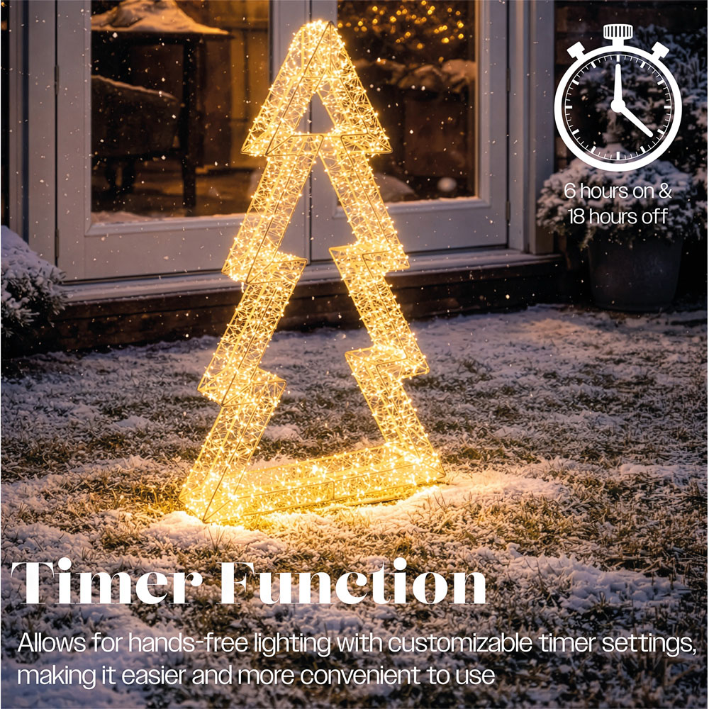 Xmas Haus 3600 Warm White Micro LED Gold Metal Christmas Tree Silhouette 50cm Image 7