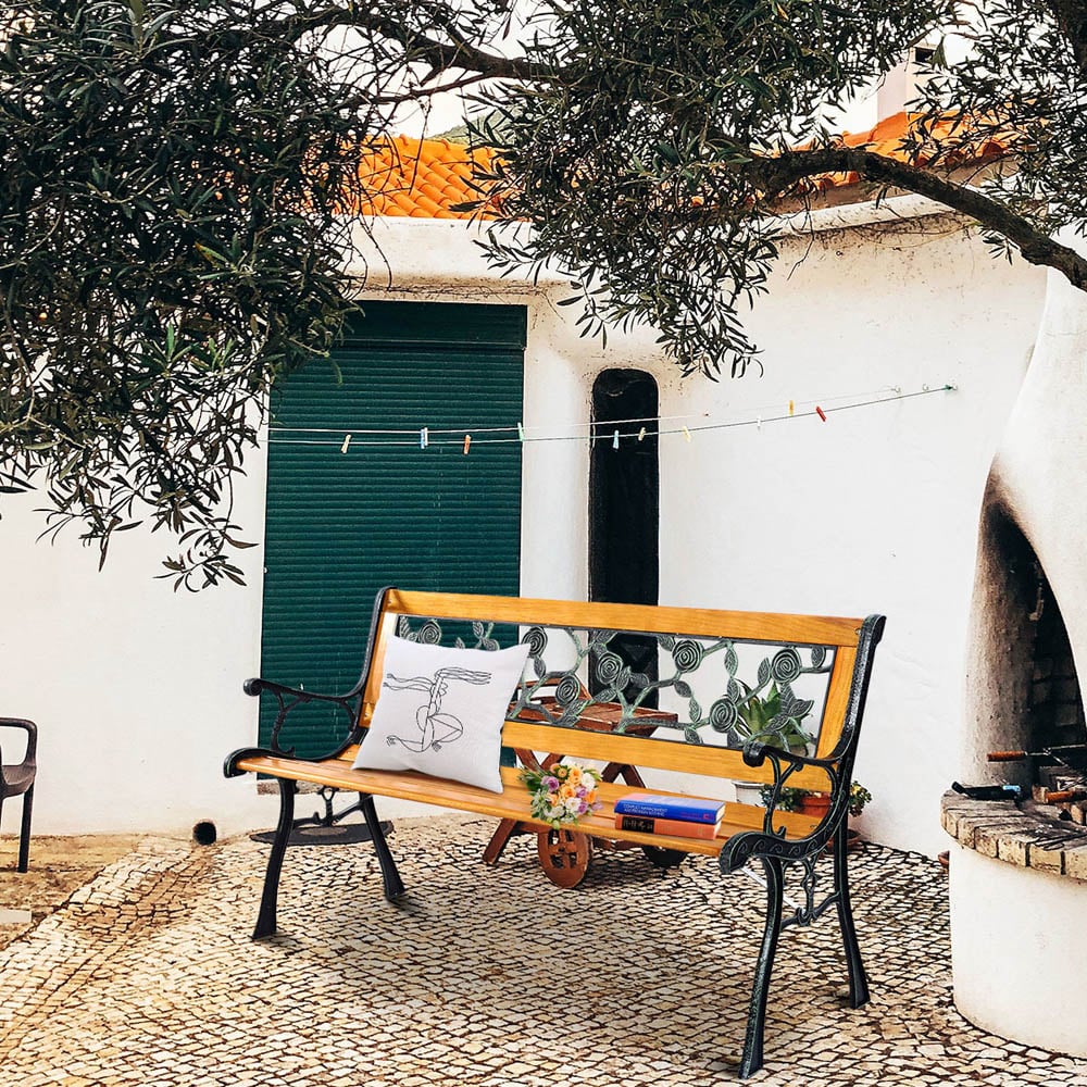 Costway 3 Seater Weatherproof Wooden Garden Bench Image 4