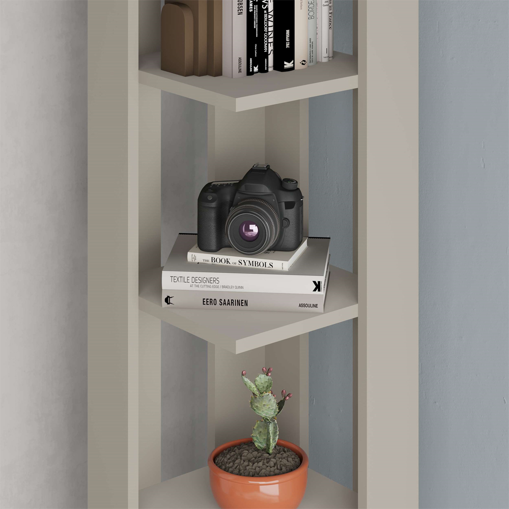Decortie Nati Sandstone 5 Tier Tall Corner Bookcase Display Unit Image 3