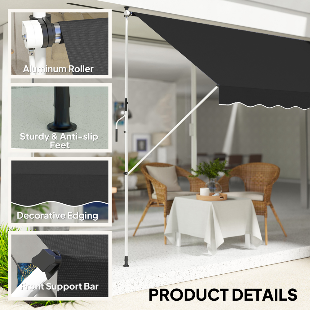 Outsunny 3 x 1.5m Black Retractable Awning Image 5