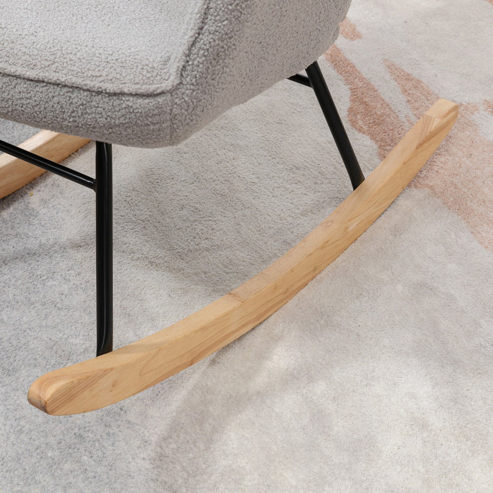 Portland Light Grey Wing Back Rocking Chair Image 3