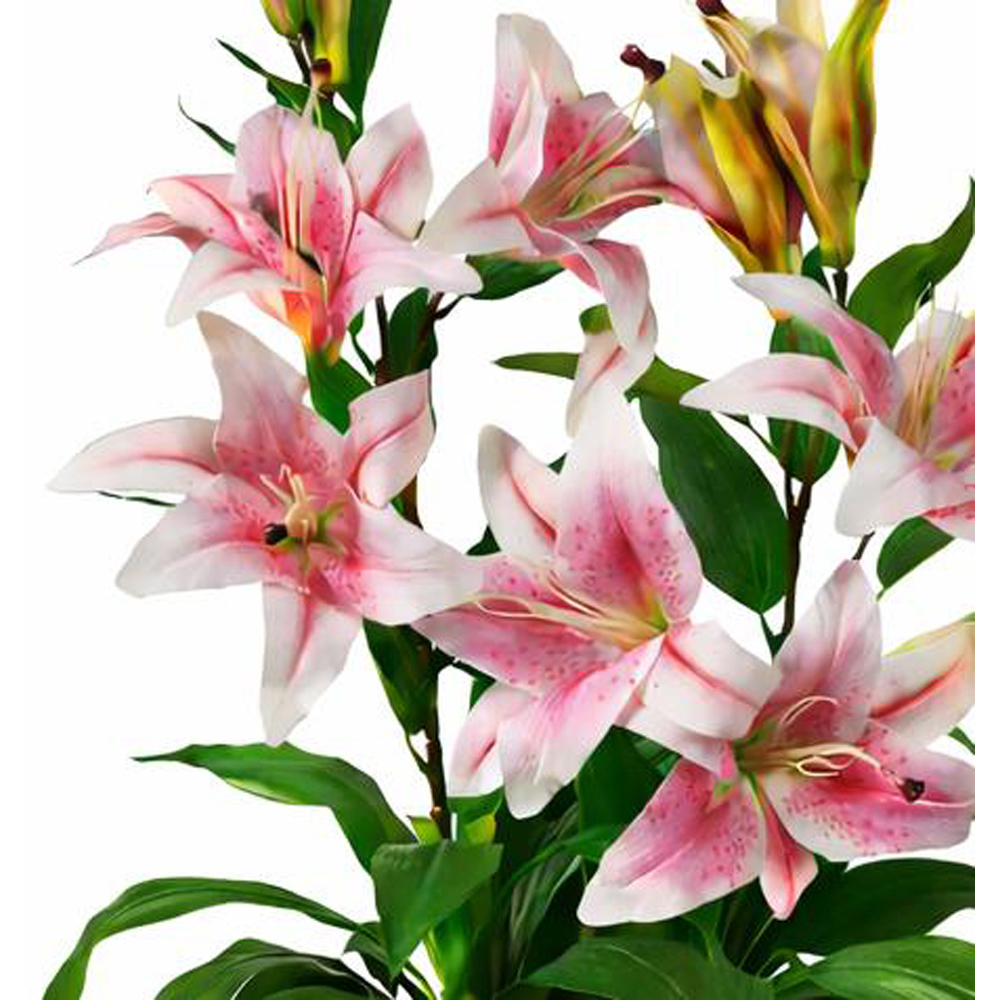 Leaf Pink Stargazer Lilly Artificial Plant in Plastic Pot 3ft Image 5