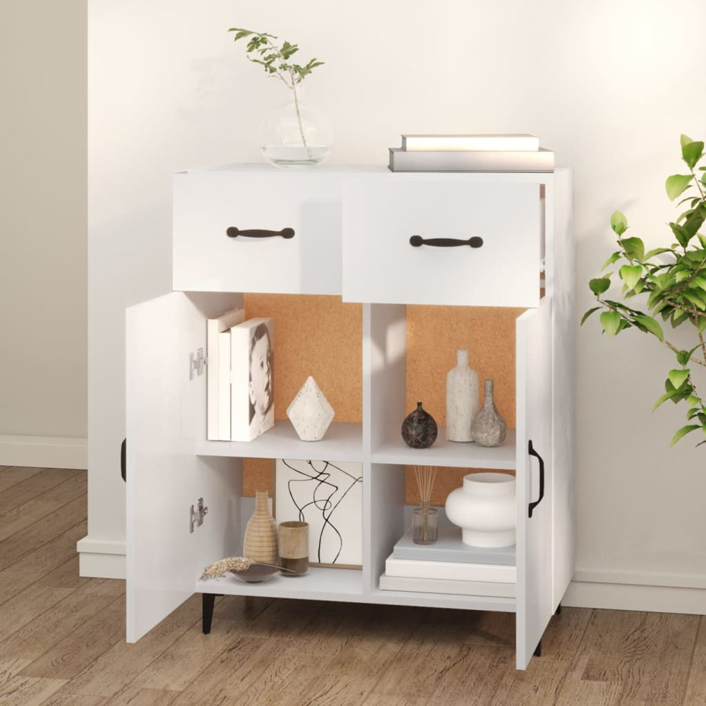 vidaXL 2 Door 2 Drawer White Sideboard Image 7