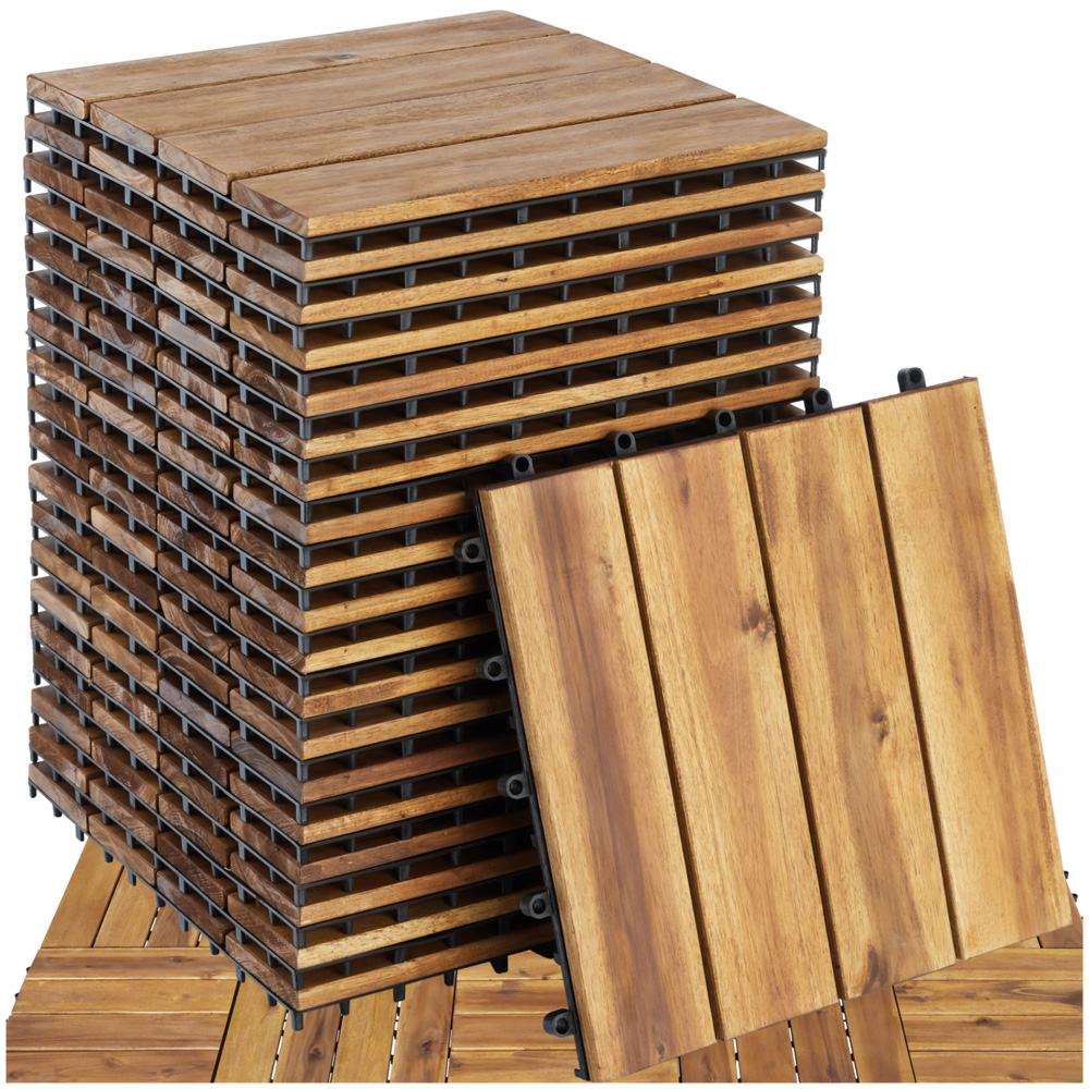 tectake Tabula 4 Slats Terrace Tiles 20 Pack Image 2