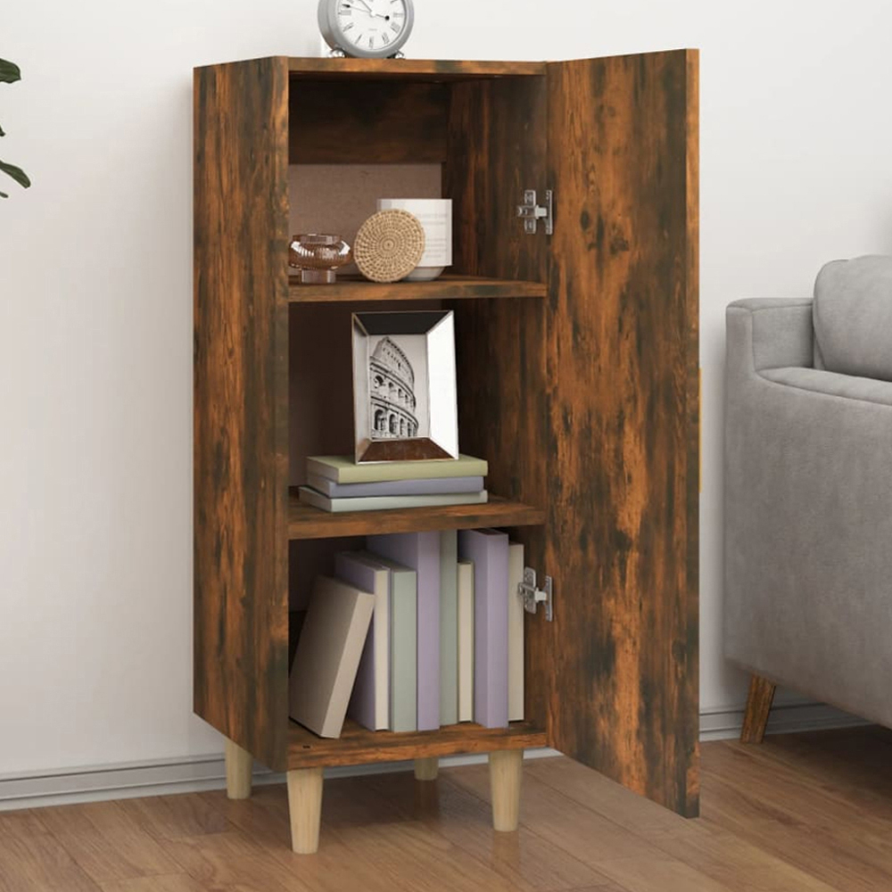 vidaXL Single Door 3 Shelf Smoked Oak Sideboard Image 1