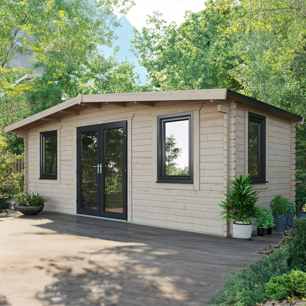 Power Sheds 10 x 20ft Centre Double Door Chalet Log Cabin Image 2