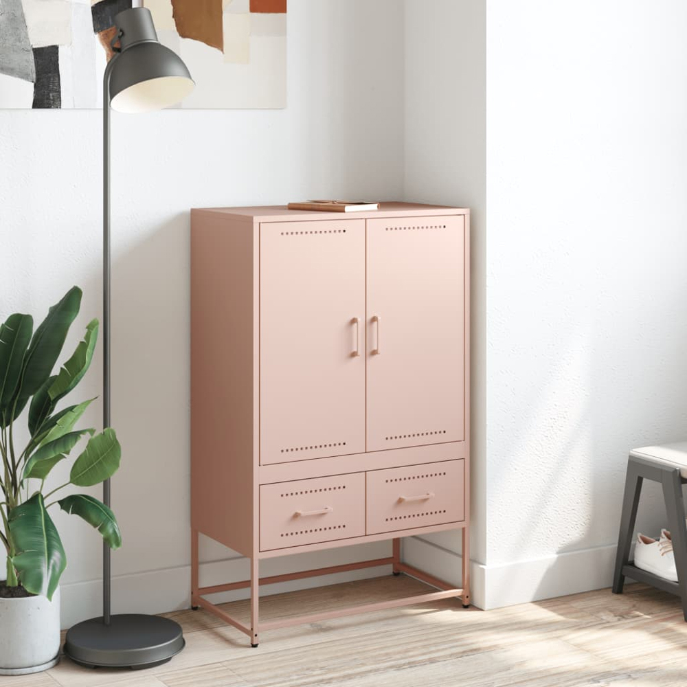 vidaXL 2 Door 2 Drawer Pink Steel Highboard Image 3