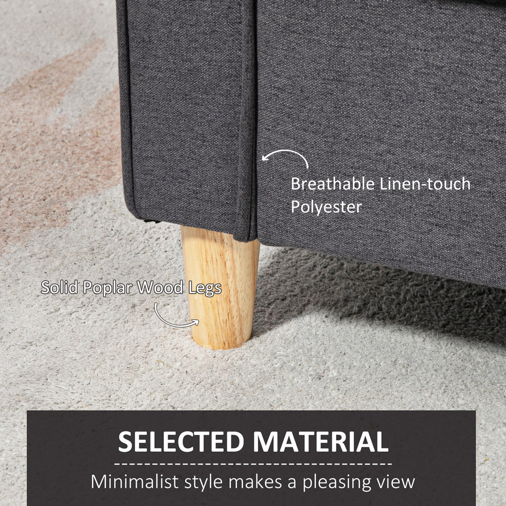 Portland 2 Seater Dark Grey Linen Loveseat Sofa Image 5