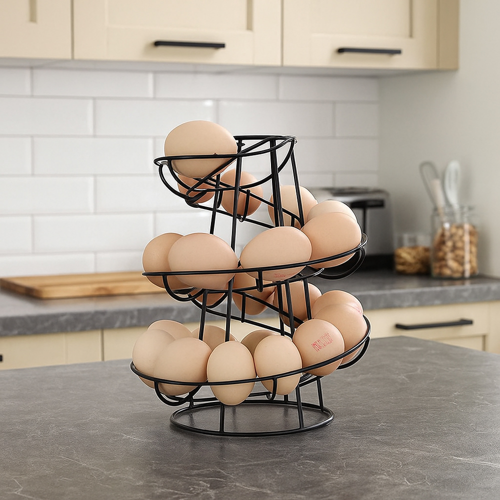 Modcraft Black 18 Eggs Helter Skelter Style Spiral Egg Storage Rack Image 2