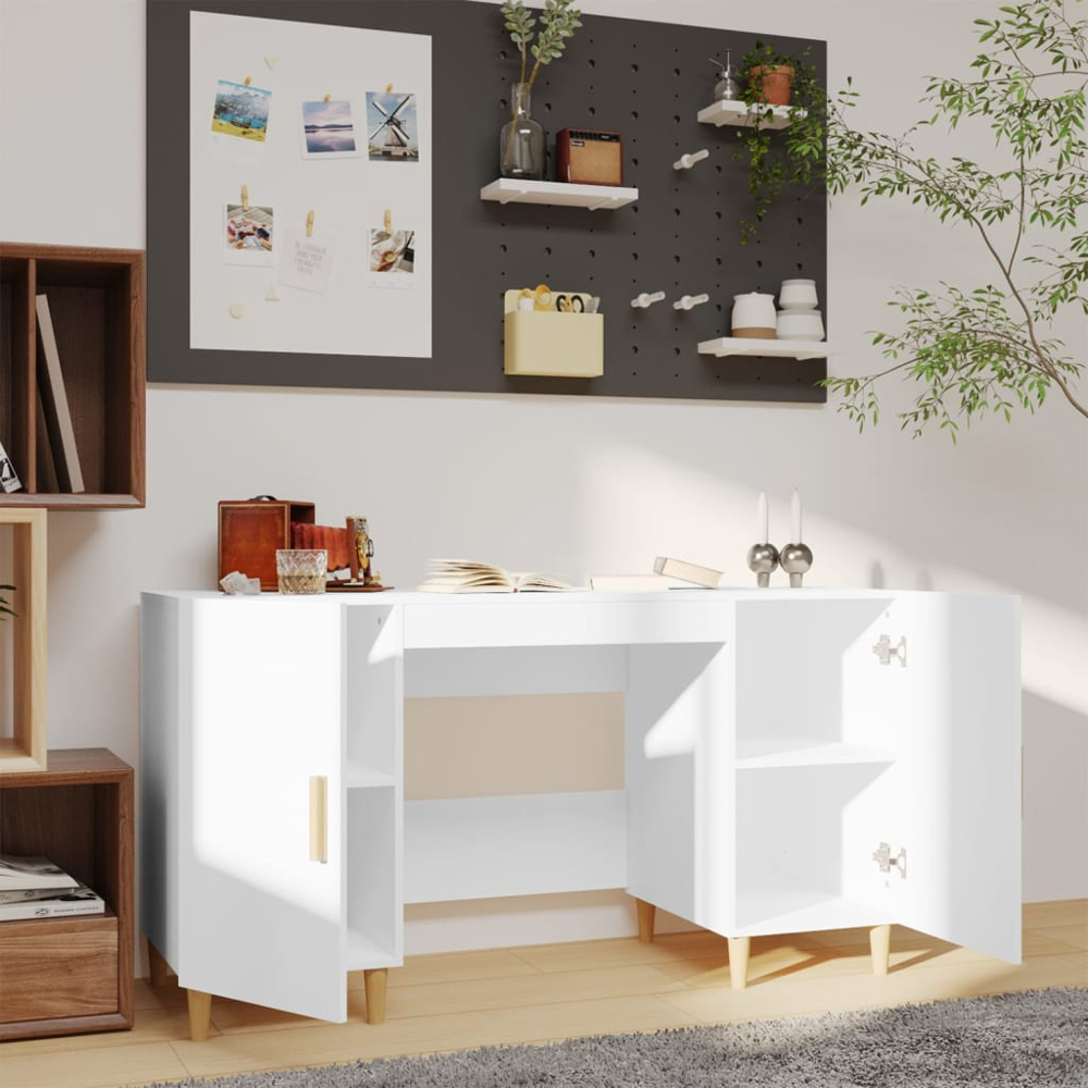 vidaXL 2 Door Computer Desk White Image 7