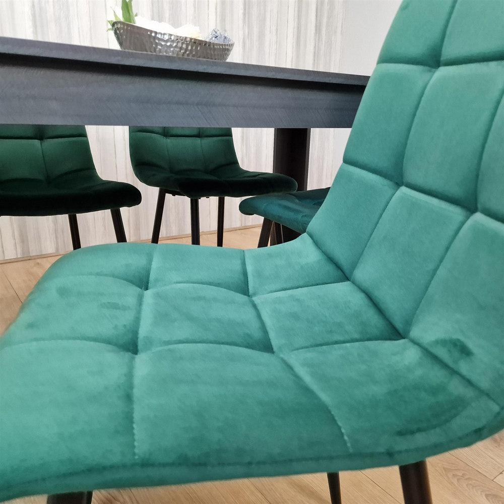 Kosy Koala 4 Seater Velvet Arrow Design Dining Set Dark Grey and Green Image 7