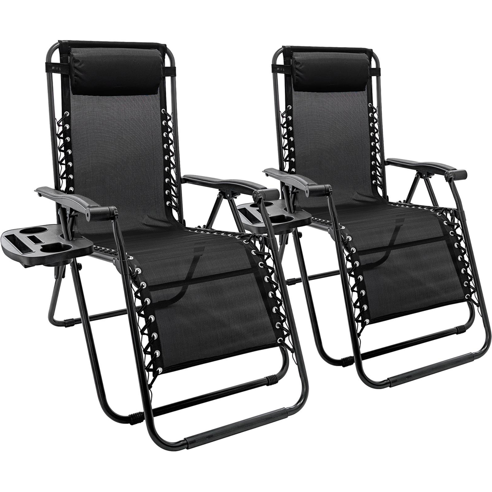 Harbour Housewares Black Zero Gravity Garden Chair 2 Pack Image 2