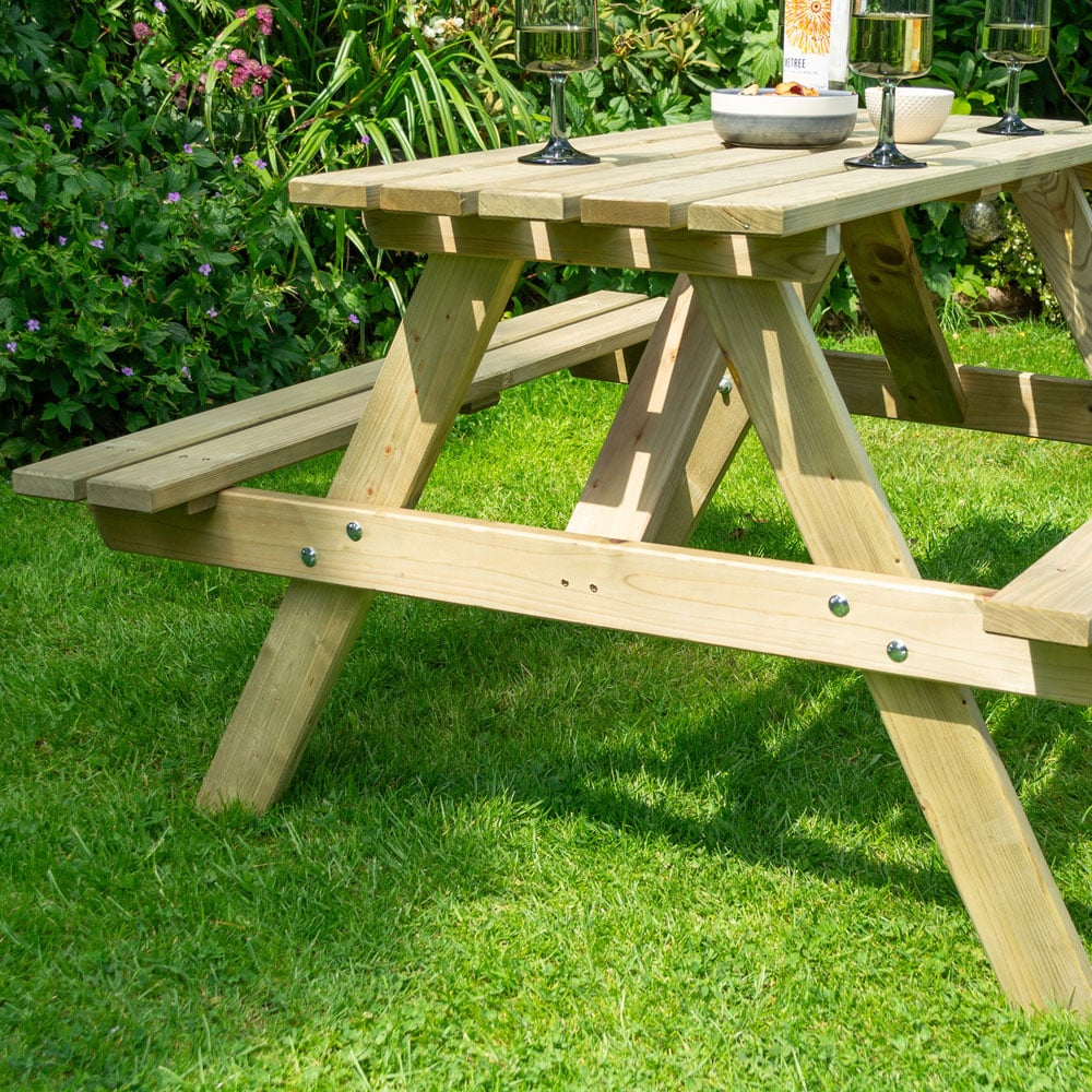 Rowlinson Traditional 4 Seater Picnic Table 1.2m Image 5