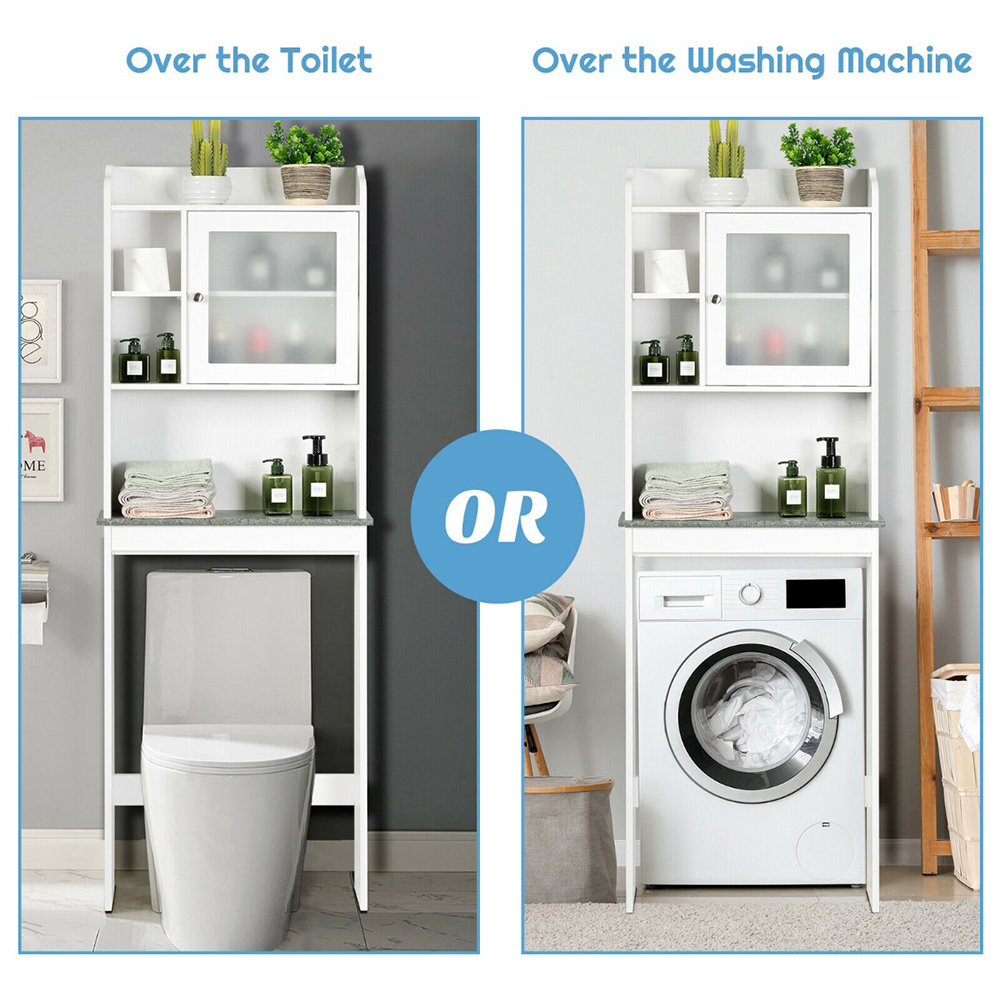 Costway White Bathroom Storage Shelf Image 8