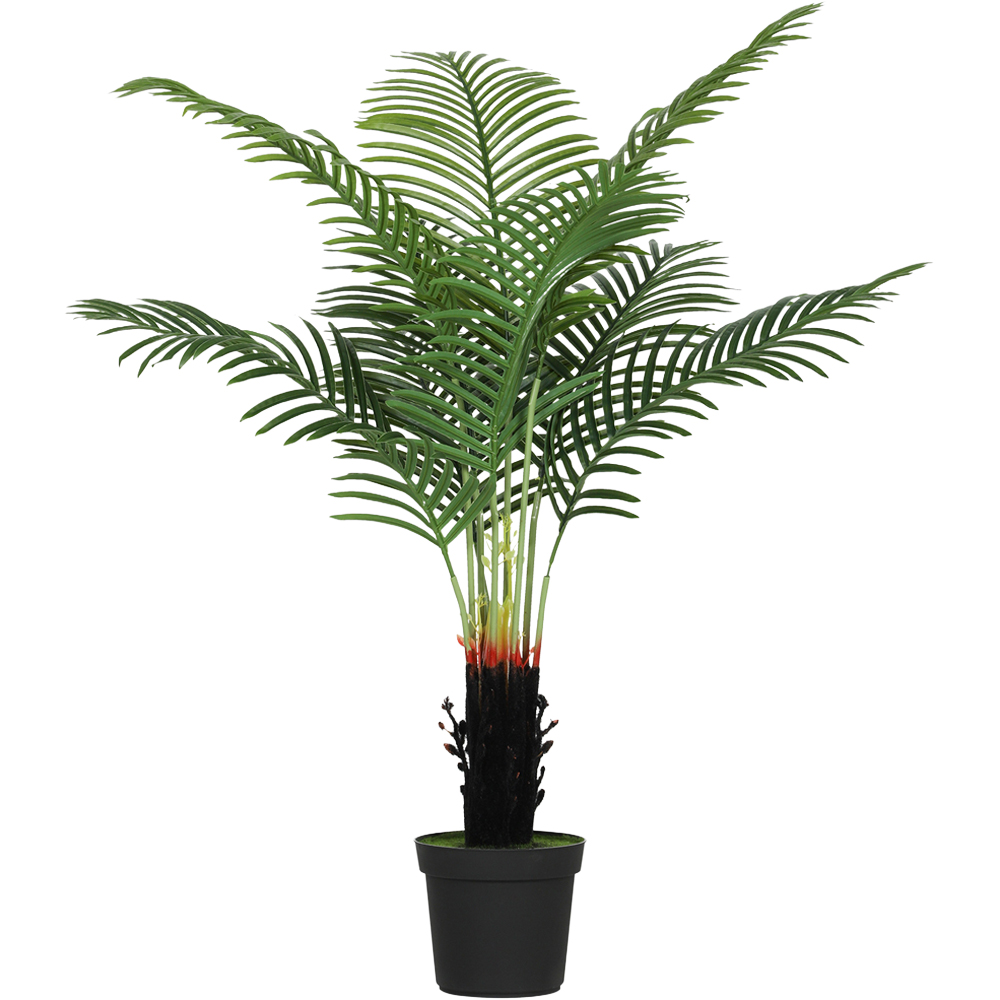 HOMCOM Areca Palm Tree Artificial Plant Pot with Flocked Soil 120cm Image 1