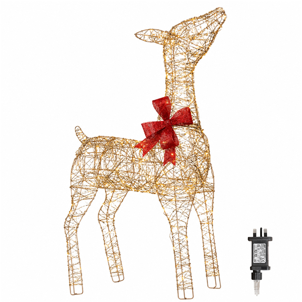 Samuel Alexander 300 Warm White LED Gold Twist Standing Reindeer Christmas Decoration 3ft Image 2