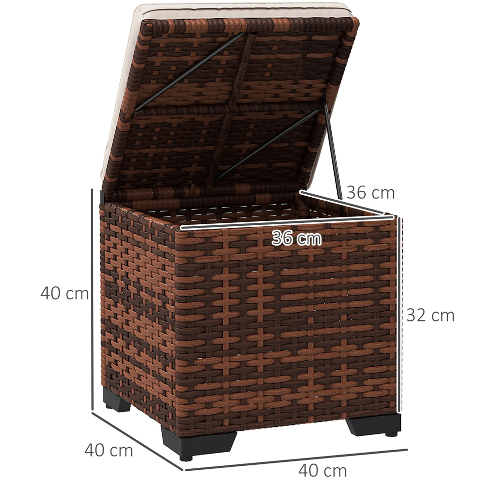 Outsunny Beige Rattan Footstool with Storage Set of 2 Image 9