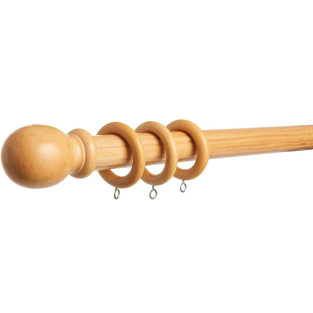 Wilko 240cm x 28mm Natural Wood Effect Curtain Pole Wilko